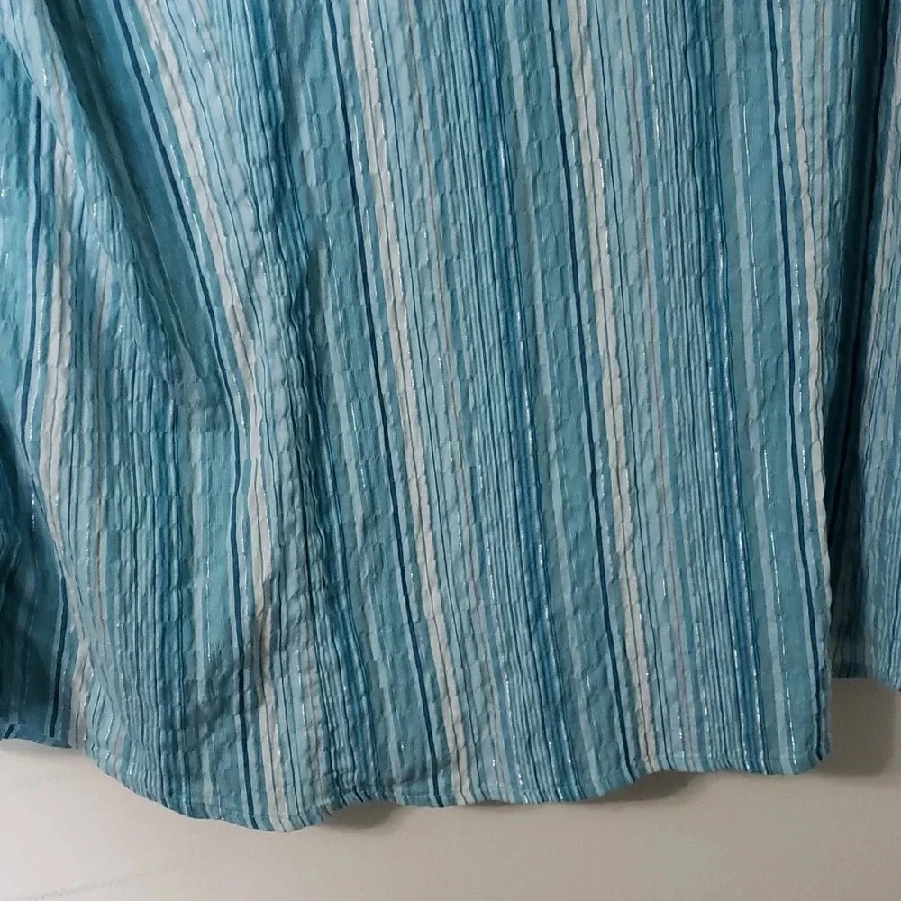 JM Collection Blue Button Down - Picture 12 of 13